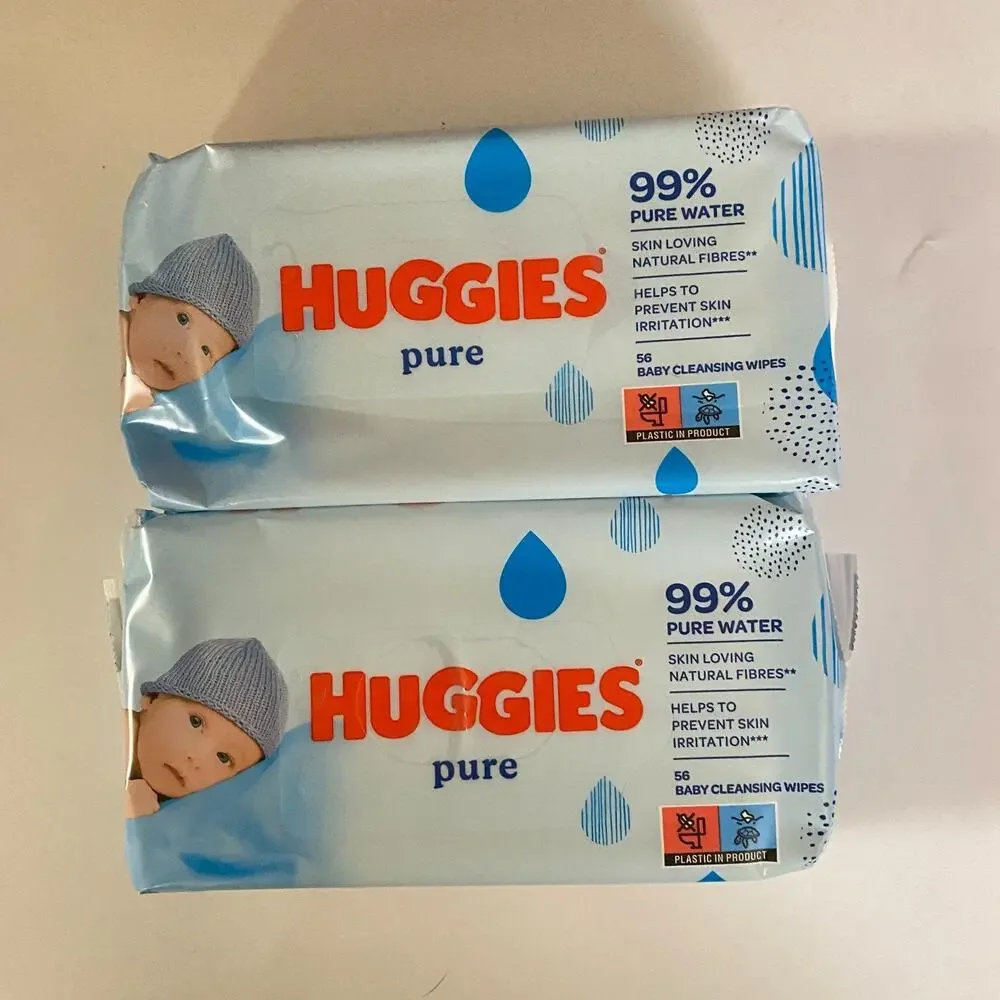 Huggies Wipes with 99% Pure Water Unscented 56 x2 112 total Wipes Brand New